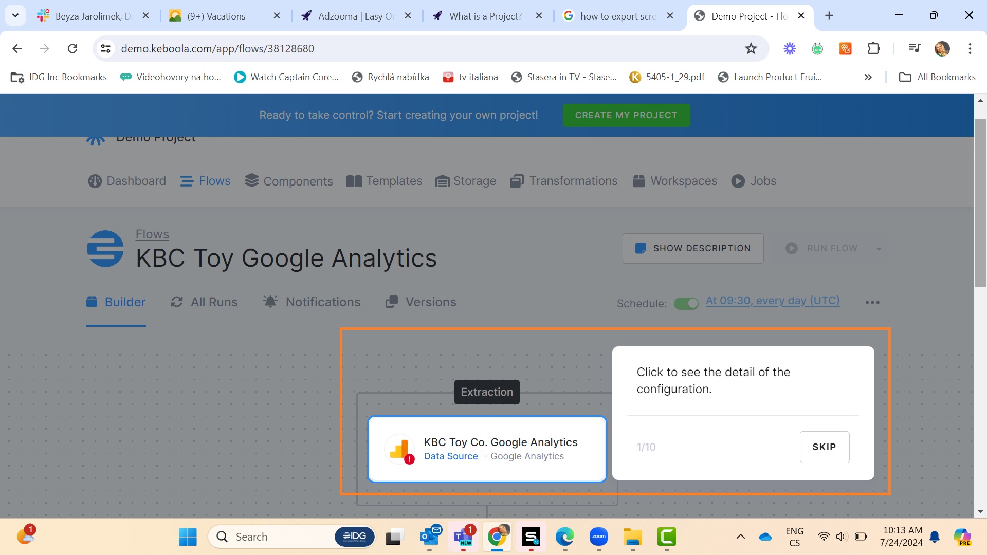 Feature tool in Keboola app